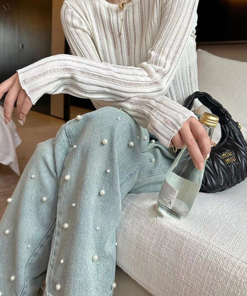 ROOPTOKYO（ループトウキョウ）の「パールデニムワイドパンツ（デニムパンツ・レディース・ブルー・M/L/S）」の2枚目の写真