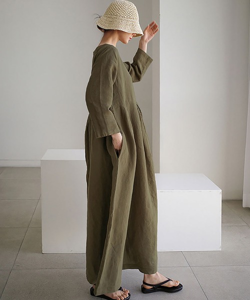 SETUP7（セットアップセブン）の「【SETUP7】リラックスフレアワンピース SCCH400（ワンピース・レディース・アイボリー/カーキ/ブラック・M/L）」の10枚目の写真