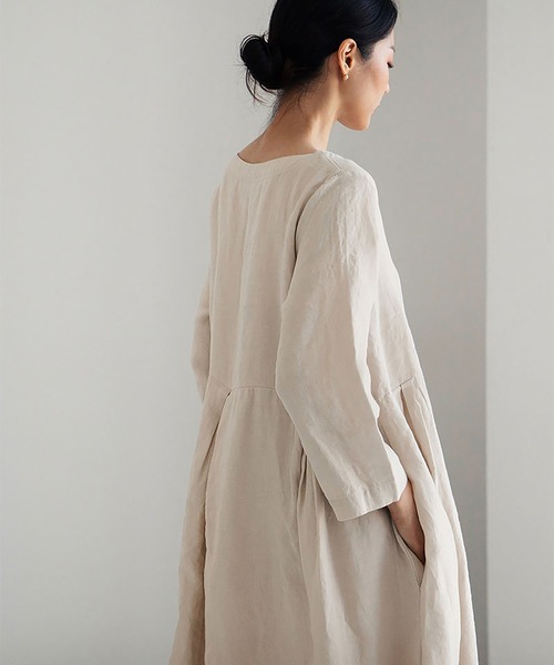 SETUP7（セットアップセブン）の「【SETUP7】リラックスフレアワンピース SCCH400（ワンピース・レディース・アイボリー/カーキ/ブラック・M/L）」の5枚目の写真