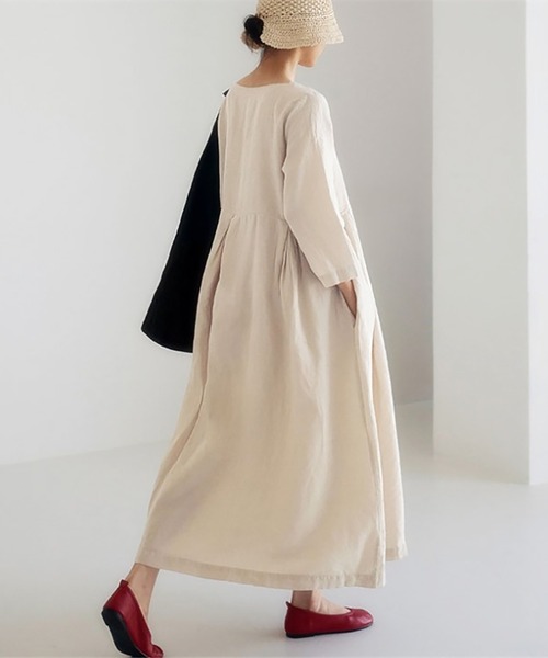 SETUP7（セットアップセブン）の「【SETUP7】リラックスフレアワンピース SCCH400（ワンピース・レディース・アイボリー/カーキ/ブラック・M/L）」の7枚目の写真