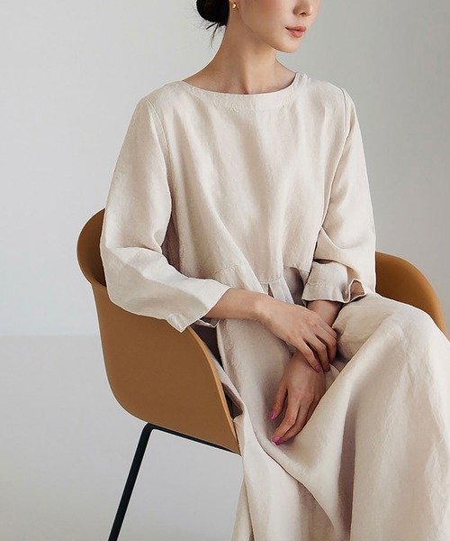 SETUP7（セットアップセブン）の「【SETUP7】リラックスフレアワンピース SCCH400（ワンピース・レディース・アイボリー/カーキ/ブラック・M/L）」の6枚目の写真