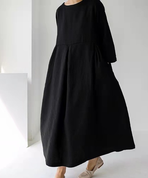 SETUP7（セットアップセブン）の「【SETUP7】リラックスフレアワンピース SCCH400（ワンピース・レディース・アイボリー/カーキ/ブラック・M/L）」の4枚目の写真