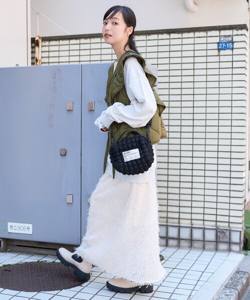 FREAK'S STORE（フリークスストア）の「フェザリースカート（スカート・レディース・オフホワイト/ブラック・ﾌﾘ-）」の5枚目の写真