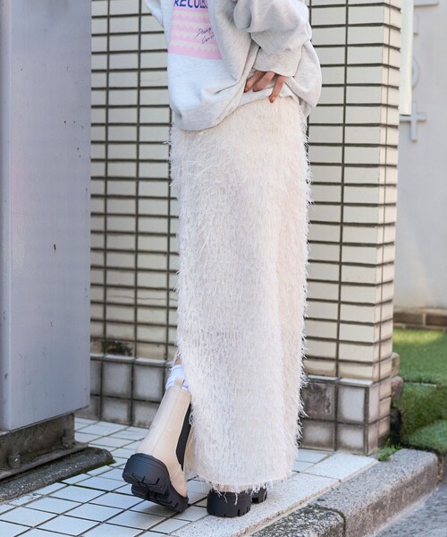 FREAK'S STORE（フリークスストア）の「フェザリースカート（スカート・レディース・オフホワイト/ブラック・ﾌﾘ-）」の9枚目の写真