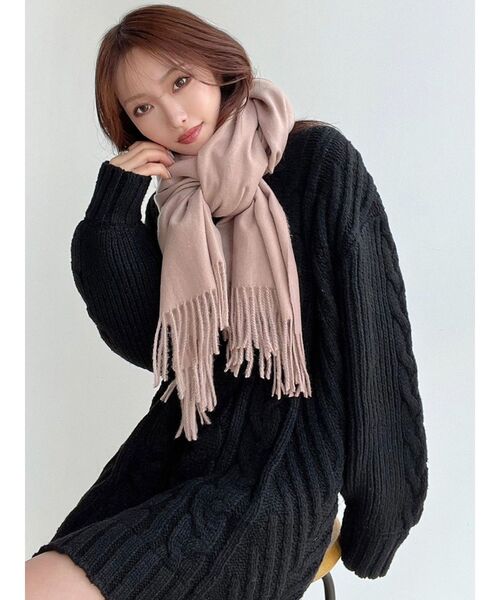 RESEXXY（リゼクシー）の「フリンジストール（ストール/ショール・レディース・ブラック/ベージュ・FREE）」の9枚目の写真