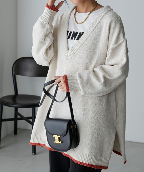 Anss.me(アンスミー)の「【Anss.me】2wayマットモールニットVネックプルオーバー(ニット/セーター・レディース・アイボリー/ブラック/グレー・FREE)」の13枚目の写真