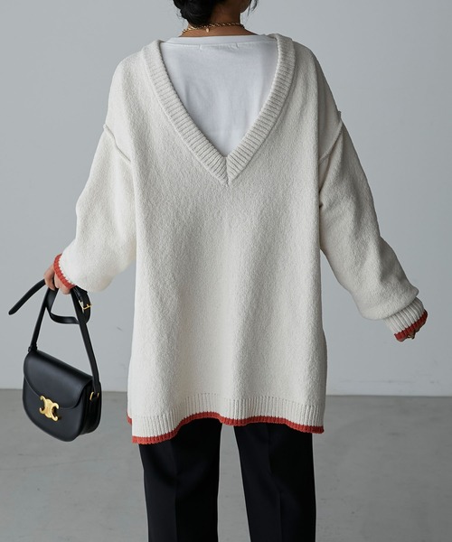 Anss.me(アンスミー)の「【Anss.me】2wayマットモールニットVネックプルオーバー(ニット/セーター・レディース・アイボリー/ブラック/グレー・FREE)」の15枚目の写真