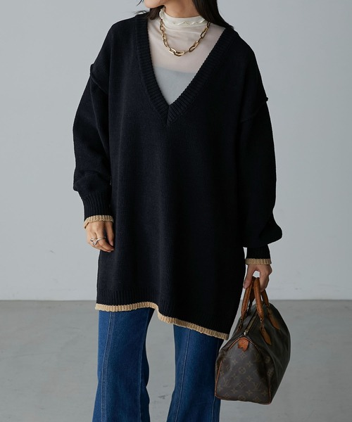 Anss.me(アンスミー)の「【Anss.me】2wayマットモールニットVネックプルオーバー(ニット/セーター・レディース・アイボリー/ブラック/グレー・FREE)」の16枚目の写真