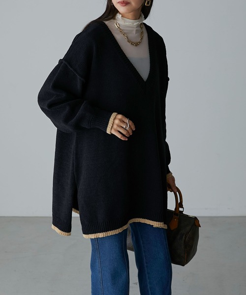 Anss.me(アンスミー)の「【Anss.me】2wayマットモールニットVネックプルオーバー(ニット/セーター・レディース・アイボリー/ブラック/グレー・FREE)」の17枚目の写真