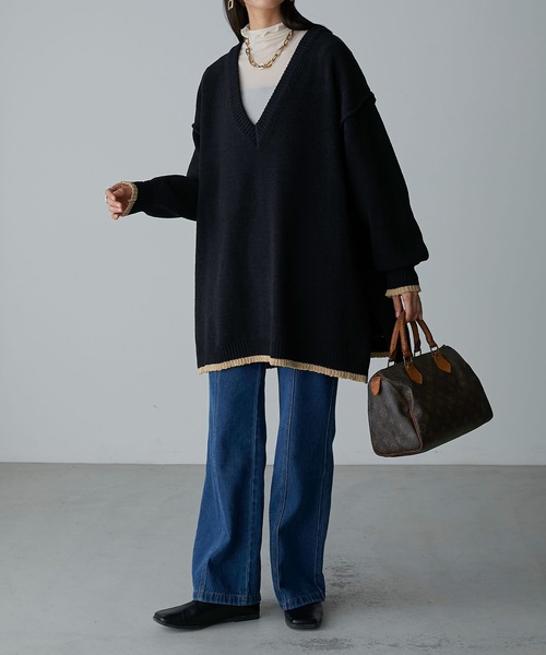 Anss.me(アンスミー)の「【Anss.me】2wayマットモールニットVネックプルオーバー(ニット/セーター・レディース・アイボリー/ブラック/グレー・FREE)」の20枚目の写真