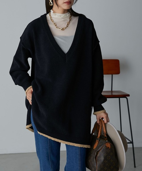 Anss.me(アンスミー)の「【Anss.me】2wayマットモールニットVネックプルオーバー(ニット/セーター・レディース・アイボリー/ブラック/グレー・FREE)」の22枚目の写真