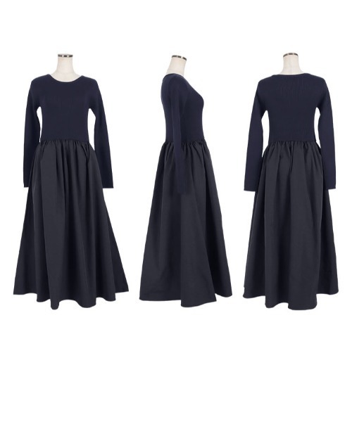 KOBE LETTUCE（コウベレタス）の「[ SAYAKAさんコラボ ] ニットドッキングワンピース（ワンピース・レディース・ネイビー/ブラック/ホワイト×ブラック・M）」の10枚目の写真