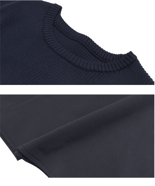 KOBE LETTUCE（コウベレタス）の「[ SAYAKAさんコラボ ] ニットドッキングワンピース（ワンピース・レディース・ネイビー/ブラック/ホワイト×ブラック・M）」の11枚目の写真