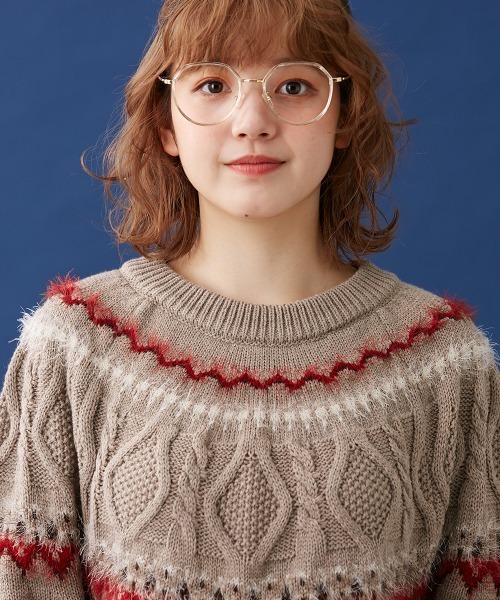 Le temps riche(ルタンリッシュ)の「フェザー求心柄クルーネックセーター<Le temps riche>(ニット/セーター・レディース・チャコール/モカ/アイボリー系・L/M)」の20枚目の写真