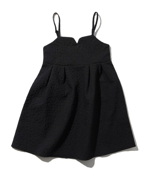 SHOO・LA・RUE(シューラルー)の「◆【110-140cm/プチセレ】エンボス キャミワンピース(ワンピース・キッズ・アイボリー/ブラック・11/12/13/14)」の2枚目の写真