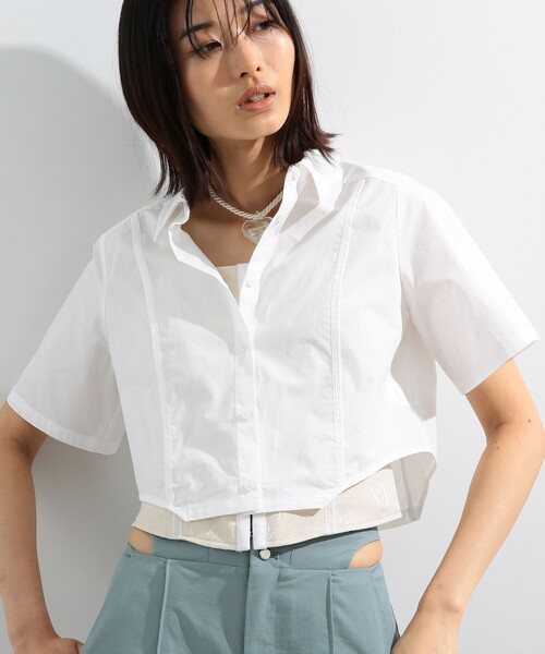 Ray BEAMS（レイビームス）の「Ray BEAMS / サイド カーブ ショート シャツ（シャツ/ブラウス・レディース・サックスブルー/ホワイト・ONE SIZE）」の5枚目の写真