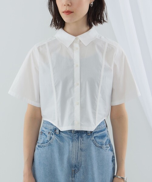 Ray BEAMS（レイビームス）の「Ray BEAMS / サイド カーブ ショート シャツ（シャツ/ブラウス・レディース・サックスブルー/ホワイト・ONE SIZE）」の8枚目の写真
