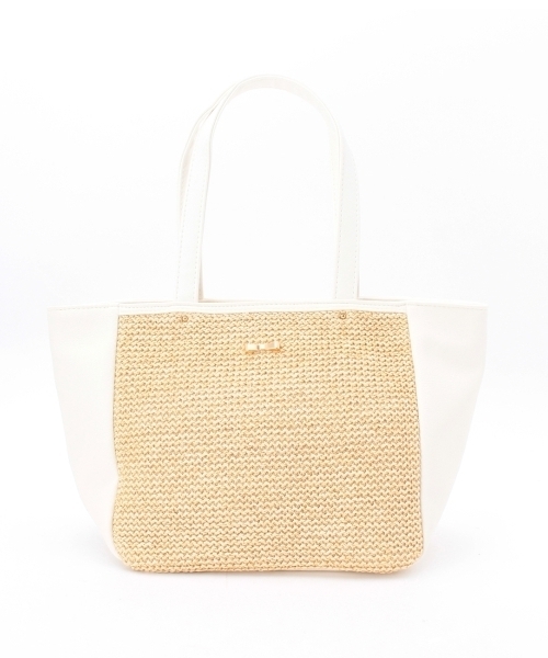 grove（グローブ）の「リボン配色ミニトートバッグ（トートバッグ・レディース・ホワイト/ブルー/イエロー/ブルー系1・00）」の2枚目の写真