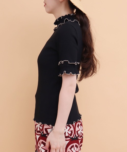 peu pres（プープレ）の「メロウタックテレコ五分袖PO（Tシャツ/カットソー・レディース・ブラック/ホワイト・FREE）」の11枚目の写真