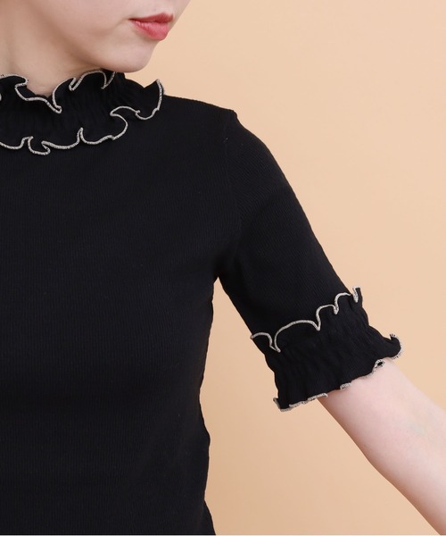 peu pres（プープレ）の「メロウタックテレコ五分袖PO（Tシャツ/カットソー・レディース・ブラック/ホワイト・FREE）」の4枚目の写真