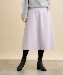 ◆きちんと着映えするメルトン風フレアスカート