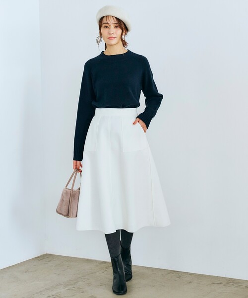 grove（グローブ）の「◆きちんと着映えするメルトン風フレアスカート（スカート・レディース・ブラック/オフホワイト/パープル・03/02/04/01/05）」の9枚目の写真