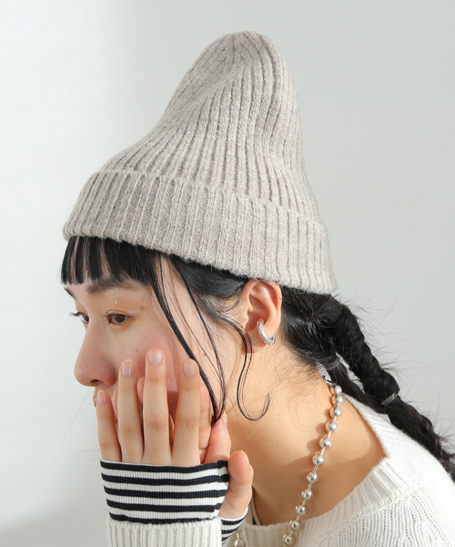 B.C STOCK（ベーセーストック）の「ニットムジビーニー（ニットキャップ/ビーニー・レディース・ブルー/ピンク/ベージュ/チャコールグレー・FREE）」の5枚目の写真