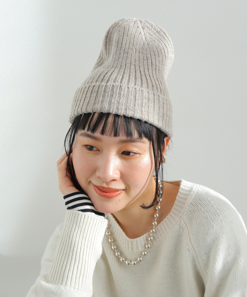 B.C STOCK（ベーセーストック）の「ニットムジビーニー（ニットキャップ/ビーニー・レディース・ブルー/ピンク/ベージュ/チャコールグレー・FREE）」の6枚目の写真