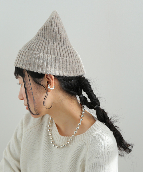 B.C STOCK（ベーセーストック）の「ニットムジビーニー（ニットキャップ/ビーニー・レディース・ブルー/ピンク/ベージュ/チャコールグレー・FREE）」の7枚目の写真