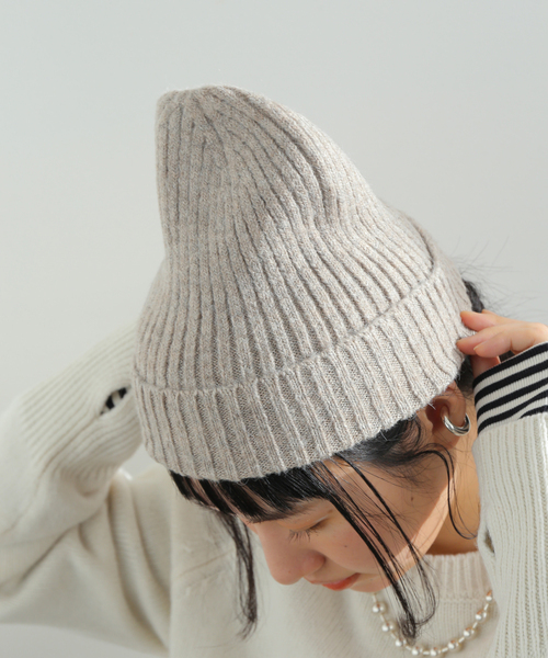 B.C STOCK（ベーセーストック）の「ニットムジビーニー（ニットキャップ/ビーニー・レディース・ブルー/ピンク/ベージュ/チャコールグレー・FREE）」の9枚目の写真