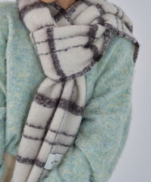 3.3 Field Trip （3.3フィールドトリップ）の「【UNISEX】3.3 Field Trip／チェック マフラー　2995799（マフラー・レディース・グレー/アイボリー・FREE）」の7枚目の写真