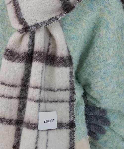 3.3 Field Trip （3.3フィールドトリップ）の「【UNISEX】3.3 Field Trip／チェック マフラー　2995799（マフラー・レディース・グレー/アイボリー・FREE）」の5枚目の写真