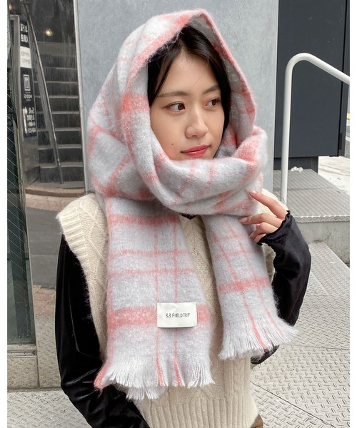 3.3 Field Trip （3.3フィールドトリップ）の「【UNISEX】3.3 Field Trip／チェック マフラー　2995799（マフラー・レディース・グレー/アイボリー・FREE）」の18枚目の写真