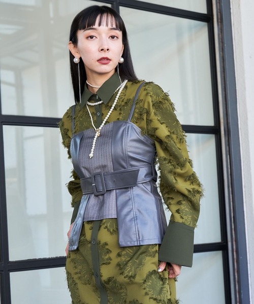 HARE（ハレ）の「ストライプキリカエビスチェ(HARE)（その他トップス・レディース・グレー/ブラック・FREE）」の11枚目の写真