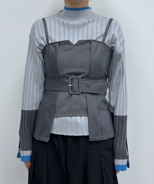 HARE（ハレ）の「ストライプキリカエビスチェ(HARE)（その他トップス・レディース・グレー/ブラック・FREE）」の12枚目の写真