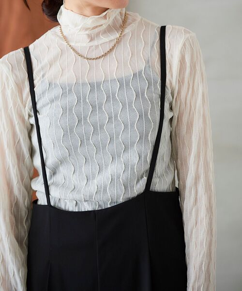 le.coeur blanc（ルクールブラン）の「ウエーブ柄シアータートル（Tシャツ/カットソー・レディース・ブラック/オフホワイト・38）」の11枚目の写真