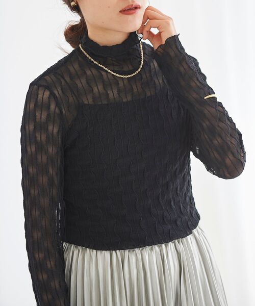 le.coeur blanc（ルクールブラン）の「ウエーブ柄シアータートル（Tシャツ/カットソー・レディース・ブラック/オフホワイト・38）」の15枚目の写真