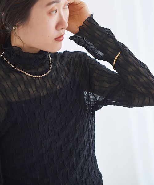 le.coeur blanc（ルクールブラン）の「ウエーブ柄シアータートル（Tシャツ/カットソー・レディース・ブラック/オフホワイト・38）」の17枚目の写真