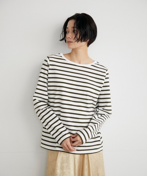 INED CLARO（イネドクラロ）の「前後2WAYボーダーカットソー（Tシャツ/カットソー・レディース・ネイビー/ブラック/カーキ・9号/11号/7号/13号）」の3枚目の写真