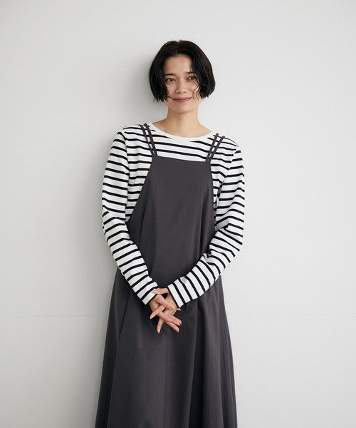 INED CLARO（イネドクラロ）の「前後2WAYボーダーカットソー（Tシャツ/カットソー・レディース・ネイビー/ブラック/カーキ・9号/11号/7号/13号）」の2枚目の写真