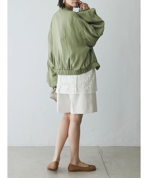 シャーリングスリーブTシャツ+レースキャミソールSET（Tシャツ/カットソー）｜AnriettMusee（アンリエットミュゼ）