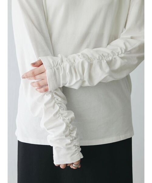 シャーリングスリーブTシャツ+レースキャミソールSET（Tシャツ/カットソー）｜AnriettMusee（アンリエットミュゼ）