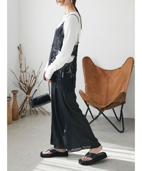 シャーリングスリーブTシャツ+レースキャミソールSET（Tシャツ/カットソー）｜AnriettMusee（アンリエットミュゼ）