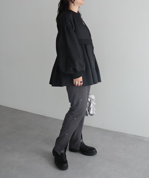 シャーリングスリーブTシャツ+レースキャミソールSET（Tシャツ/カットソー）｜AnriettMusee（アンリエットミュゼ）