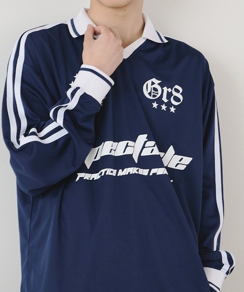 ROOPTOKYO(ループトウキョウ)の「衿付きサッカーロンT ゲームシャツ(Tシャツ/カットソー・メンズ・ブラック/ホワイト/ネイビー/バーガンディー・L/M)」の3枚目の写真