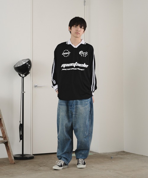 ROOPTOKYO(ループトウキョウ)の「衿付きサッカーロンT ゲームシャツ(Tシャツ/カットソー・メンズ・ブラック/ホワイト/ネイビー/バーガンディー・L/M)」の14枚目の写真