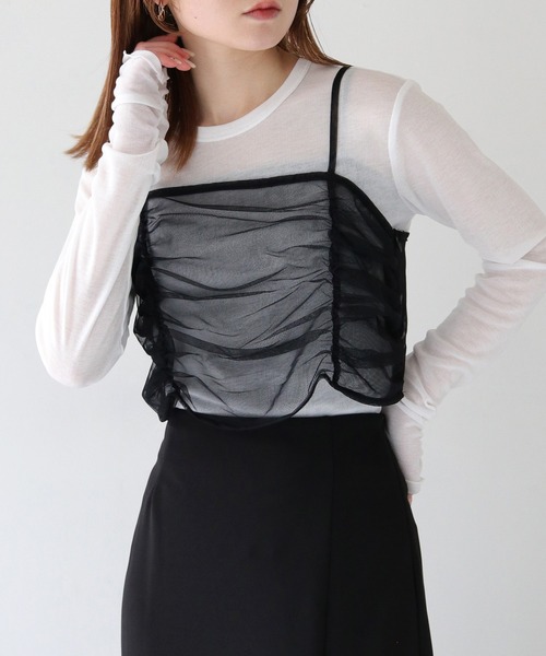 HER CLOSET（ハークローゼット）の「【vingtrois】チュールビスチェセットTシャツ（Tシャツ/カットソー・レディース・ブラック/オフホワイト/ライトベージュ・M）」の14枚目の写真