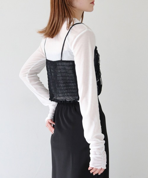 HER CLOSET（ハークローゼット）の「【vingtrois】チュールビスチェセットTシャツ（Tシャツ/カットソー・レディース・ブラック/オフホワイト/ライトベージュ・M）」の17枚目の写真