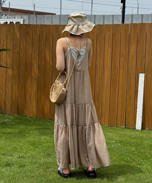 CIAOPANIC(チャオパニック)の「【リバイバル】シアーチェックティアードキャミワンピース(ワンピース・レディース・ホワイト/ブラック/ブラウン/イエロー/グリーン/チェック・1/0)」の20枚目の写真