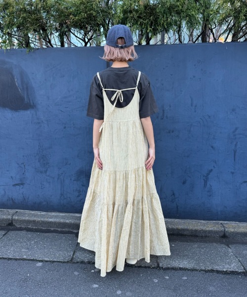 CIAOPANIC(チャオパニック)の「【リバイバル】シアーチェックティアードキャミワンピース(ワンピース・レディース・ホワイト/ブラック/ブラウン/イエロー/グリーン/チェック・1/0)」の11枚目の写真